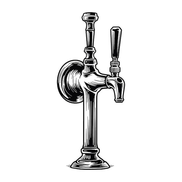 Vector de dibujo de estilo monocromo de grifo de cerveza