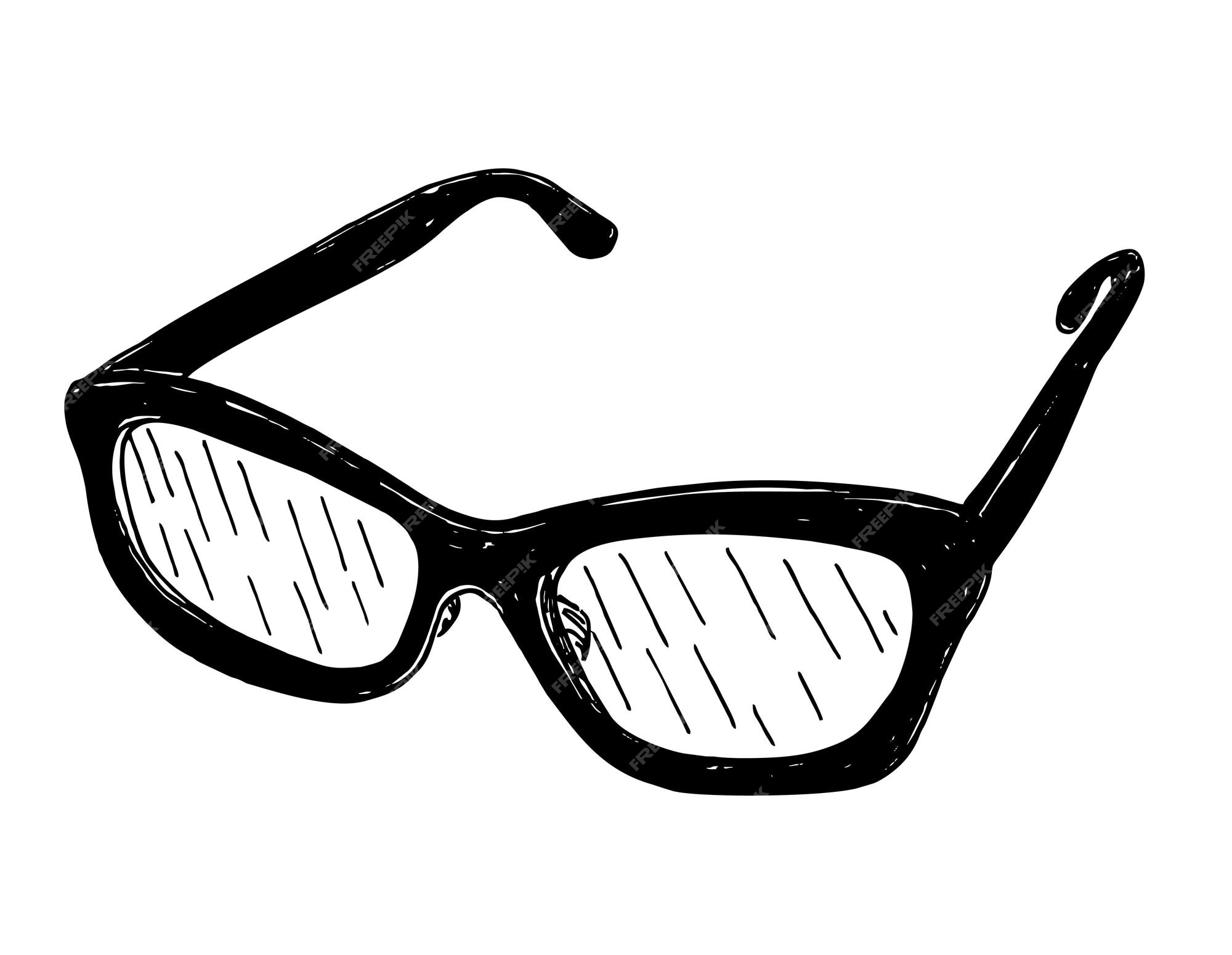 Vector de dibujo de gafas. dibujar a mano ilustración. aislado sobre fondo  blanco. diseño de emblema dibujado a mano de contorno a mano alzada en el  arte. vista cercana | Vector Premium