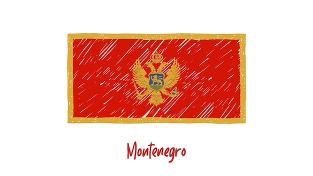 Vector de dibujo de lápiz o marcador de color de bandera de Montenegro