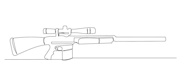 Vector de dibujo de línea de boceto de rifle