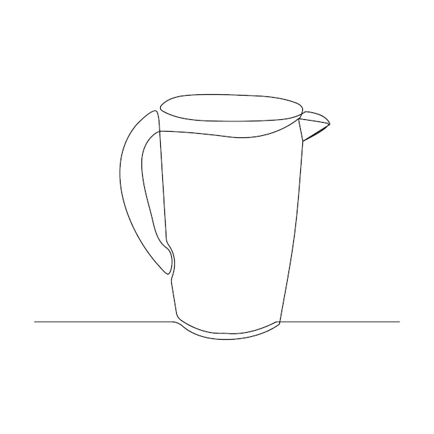 Vector en un dibujo de línea continua de agua potable Esbozo de jarro aislado sobre fondo blanco