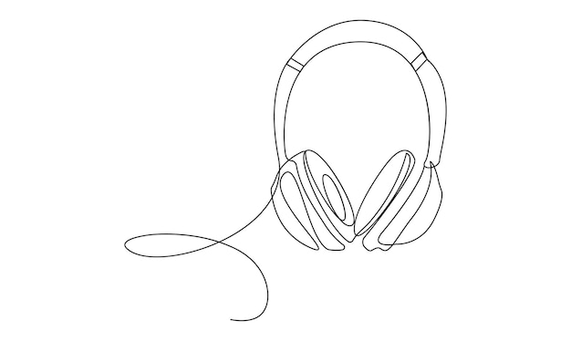 Vector uno Dibujo de línea continua de auriculares altavoz auricular gadget minimalista