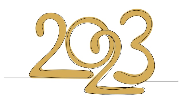 vector de dibujo de línea continua de boceto de año 2023