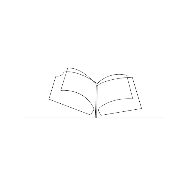 Vector en un dibujo de línea continua del concepto de libro de la ilustración del logotipo de la biblioteca educativa