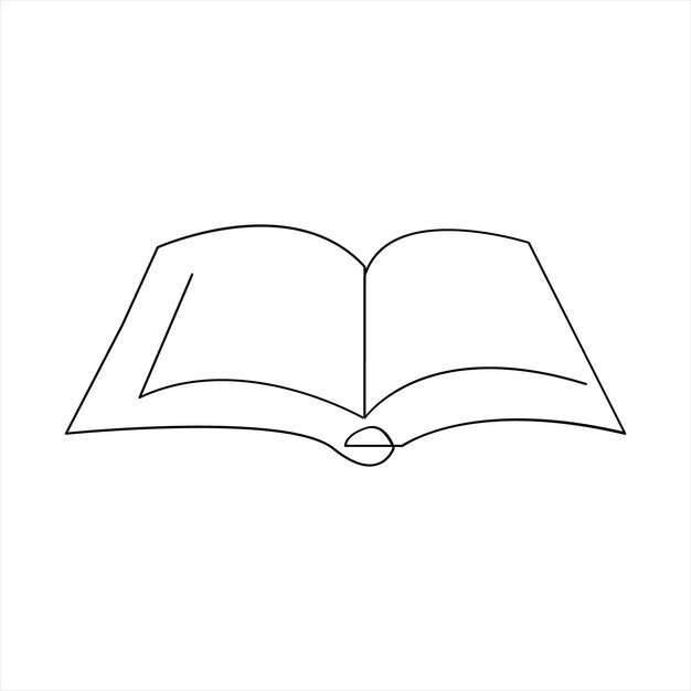 Vector en un dibujo de línea continua del concepto de libro de la ilustración del logotipo de la biblioteca educativa
