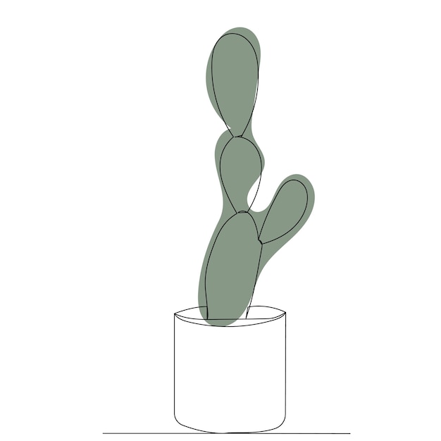 Vector de dibujo de línea continua de dibujo de cactus