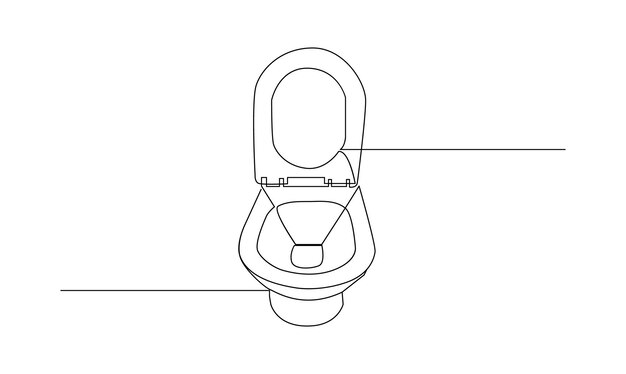 Vector uno dibujo de línea continua de inodoro de descarga concepto de desinfección higiénica