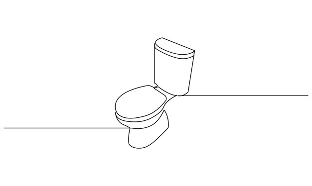 Vector uno dibujo de línea continua de inodoro de descarga concepto de desinfección higiénica