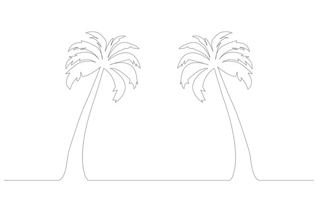 Vector de dibujo de línea continua de palma aislado en fondo blanco Árbol de coco arte de una línea