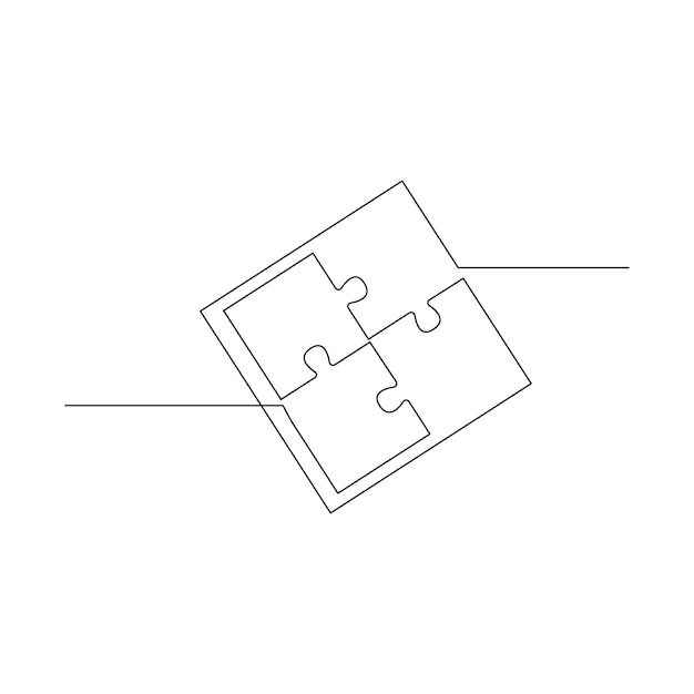 Vector dibujo de línea continua rompecabezas transparentes aislados en ilustración de fondo blanco
