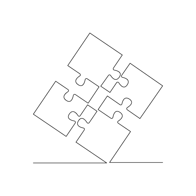 Vector dibujo de línea continua rompecabezas transparentes aislados en ilustración de fondo blanco