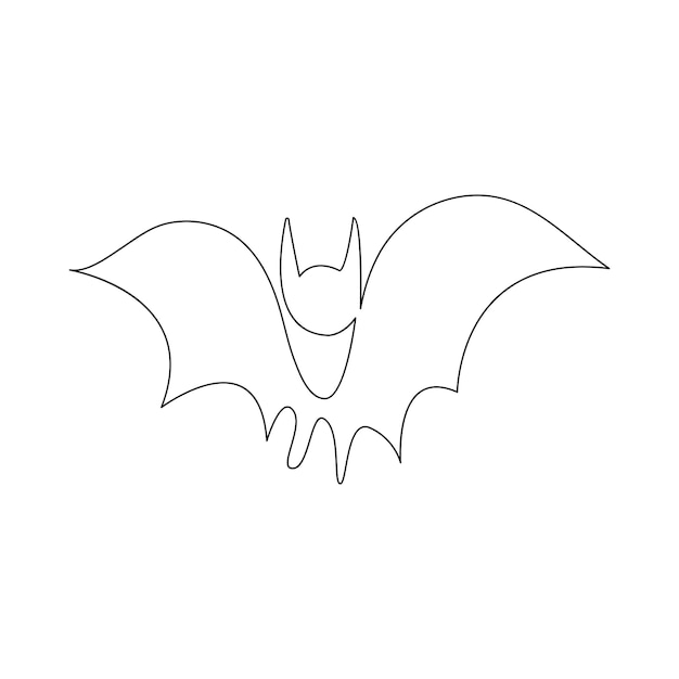 Vector en un dibujo de línea continua de silueta de murciélago de Halloween diseño de ilustración minimalista