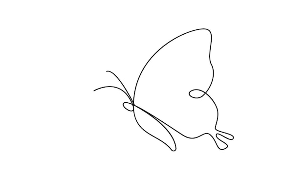 Vector dibujo de línea continua única de hermosa mariposa volando abstracto para salón o spa