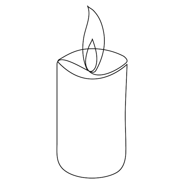 Vector de dibujo de una línea continua de vela de fuego ardiente aislado en blanco Ilustración de vector