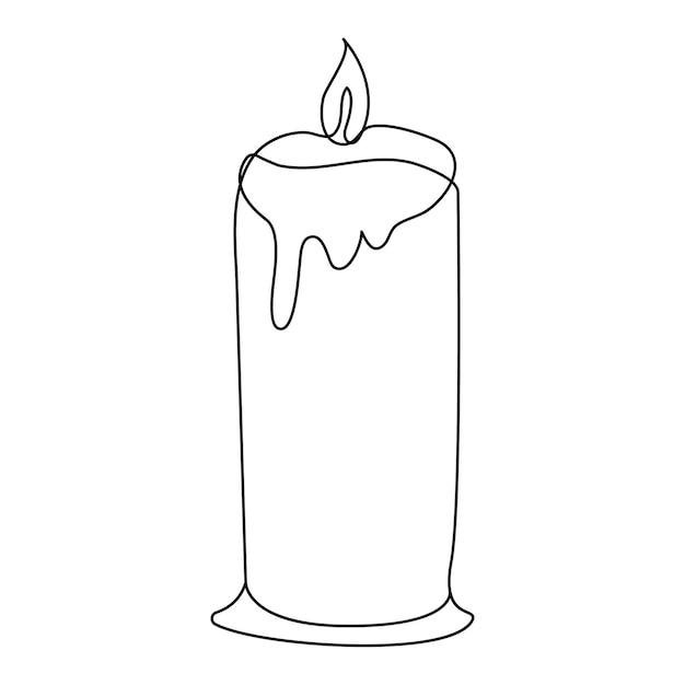 Vector de dibujo de una línea continua de vela de fuego ardiente aislado en blanco Ilustración de vector