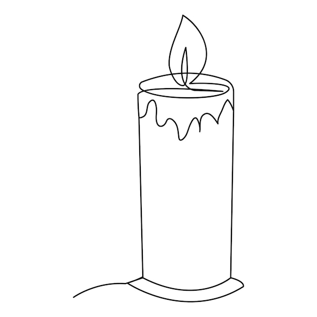 Vector de dibujo de una línea continua de vela de fuego ardiente aislado en blanco Ilustración de vector