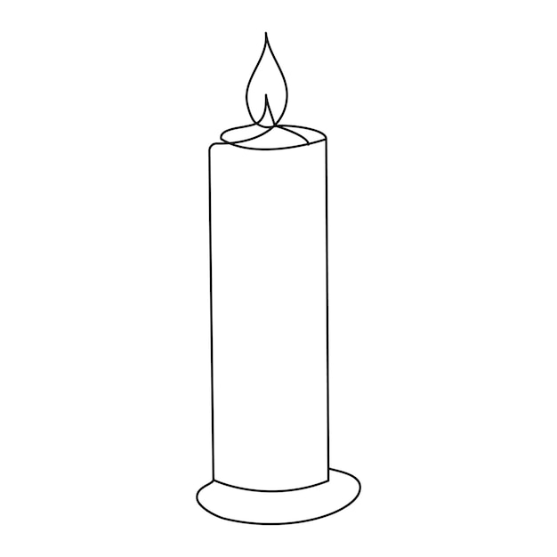 Vector de dibujo de una línea continua de vela de fuego ardiente aislado en blanco Ilustración de vector