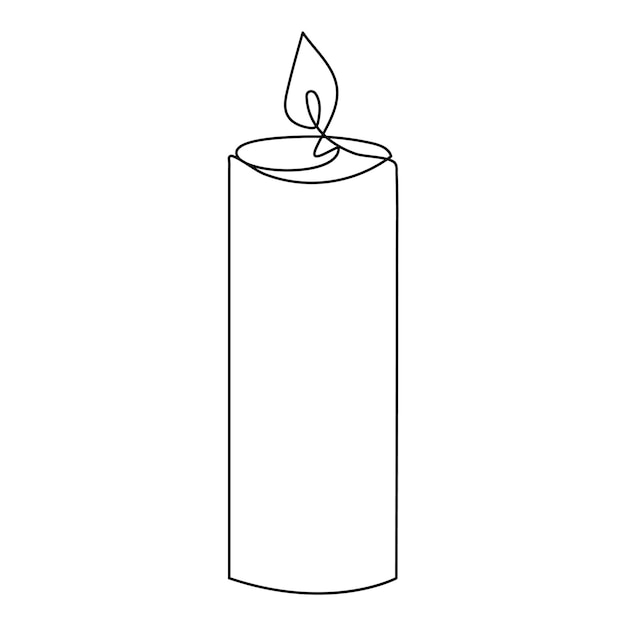 Vector de dibujo de una línea continua de vela de fuego ardiente aislado en blanco Ilustración de vector