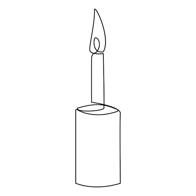 Vector de dibujo de una línea continua de vela de fuego ardiente aislado en blanco Ilustración de vector
