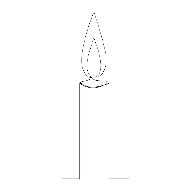 Vector de dibujo de una línea continua de vela de fuego ardiente aislado en blanco Ilustración de vector