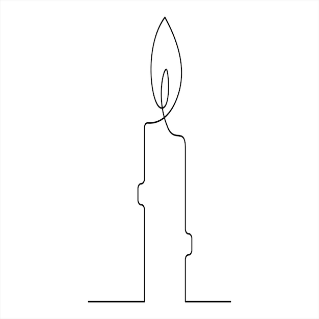 Vector de dibujo de una línea continua de vela de fuego ardiente aislado en blanco Ilustración de vector