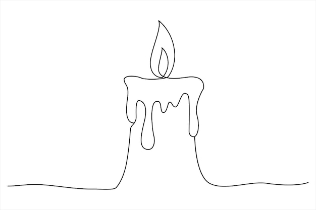 Vector de dibujo de una línea continua de vela de fuego ardiente aislado en blanco Ilustración de vector