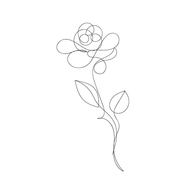Vector de dibujo de línea de flor rosa