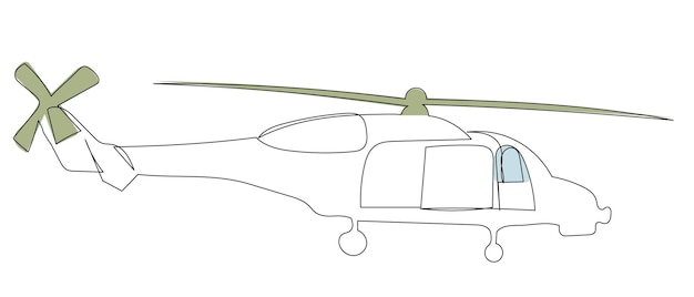 Vector de dibujo de línea de helicóptero