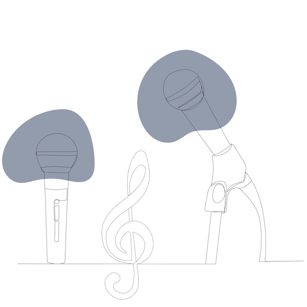 Vector de dibujo de una línea de micrófono aislado