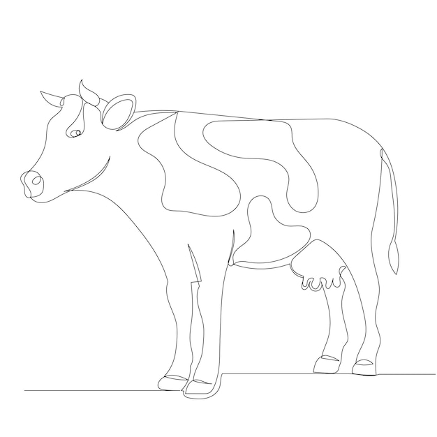 Vector de dibujo de una línea de vaca aislado