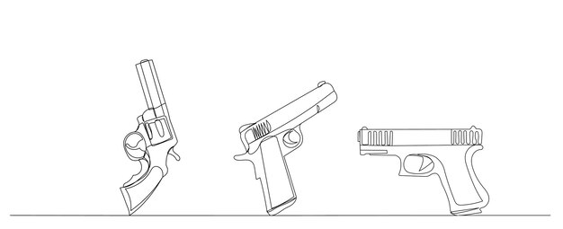 Vector de dibujo de líneas de boceto de pistolas