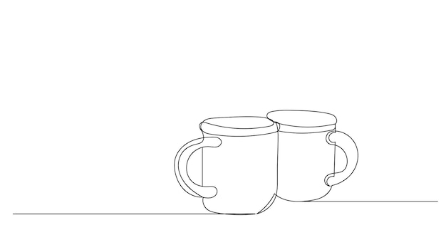 Vector de dibujo de líneas de tazas