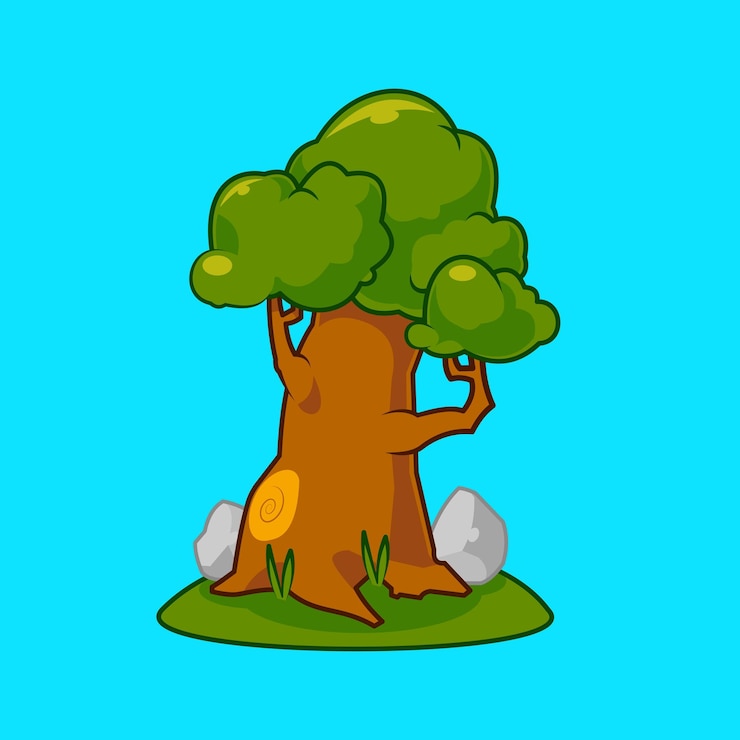 Vector vector de dibujo a mano árbol de naturaleza vector plano