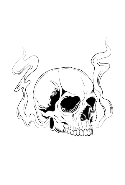 Vector de dibujo de mano de cabeza de calavera