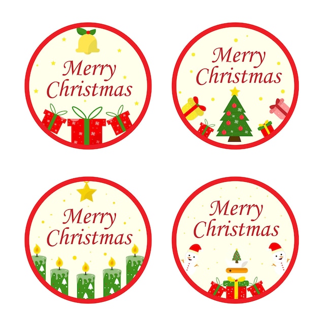 Vector de dibujo a mano de la colección de etiquetas de Christmasmast