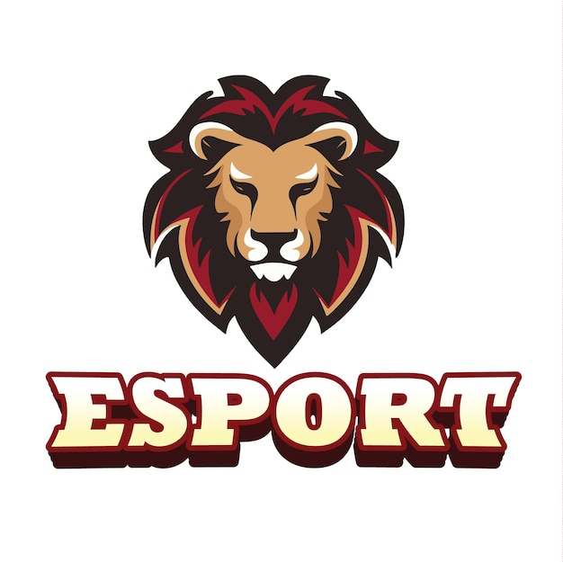 Vector dibujo a mano león logotipo de esport