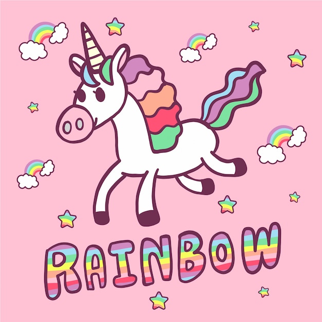 Vector de dibujo a mano Unicornio