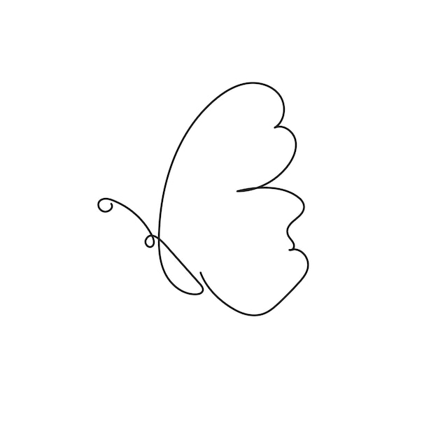 Vector de dibujo de mariposa continuo de una sola línea