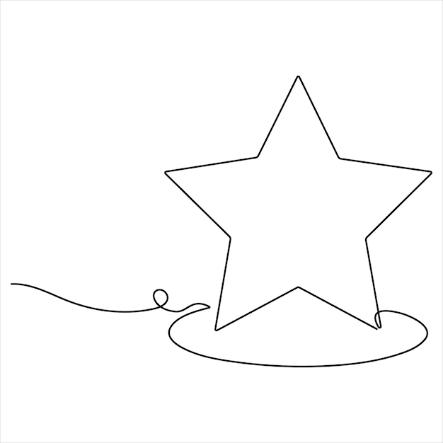 Vector de dibujo de una sola línea continua estrella Fondo de dibujo por una línea Vector de icono de estrella lineal