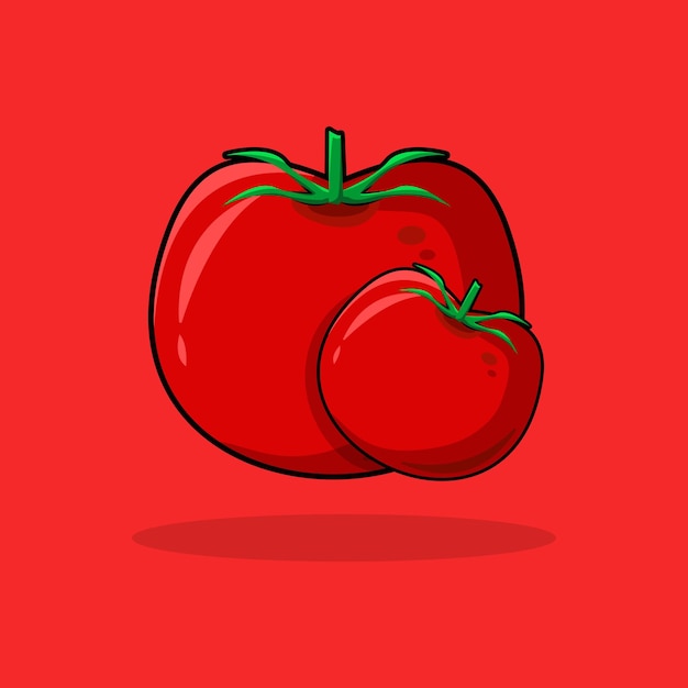 vector de dibujo de vegetales de frutas frescas de tomate rojo