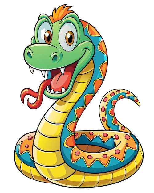 Vector de dibujos animados en 3D de serpiente con fondo blanco