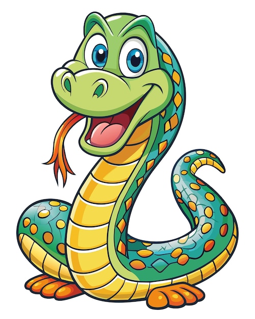 Vector de dibujos animados en 3D de serpiente con fondo blanco