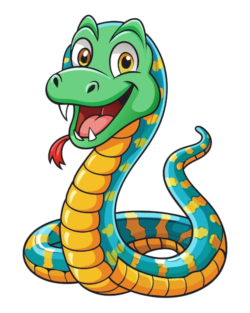 Vector de dibujos animados en 3D de serpiente con fondo blanco