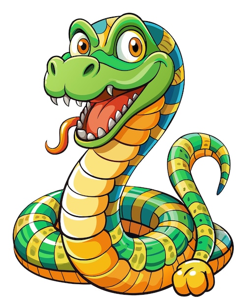 Vector de dibujos animados en 3D de serpiente con fondo blanco