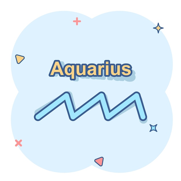 Vector de dibujos animados acuario zodiaco icono en estilo cómico Astrología signo ilustración pictograma Acuario horóscopo negocio efecto de salpicadura concepto