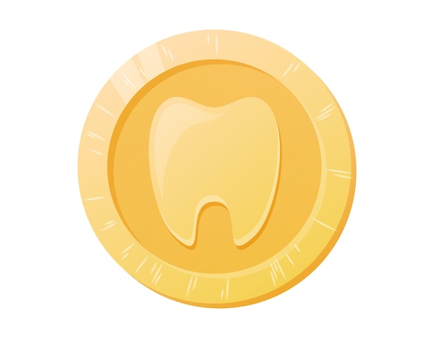 Vector vector de dibujos animados aislado moneda de oro del hada de los dientes mágicos