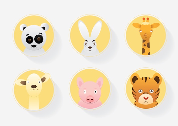 Vector de dibujos animados animales lindos Ilustración vectorial para la educación de los niños,