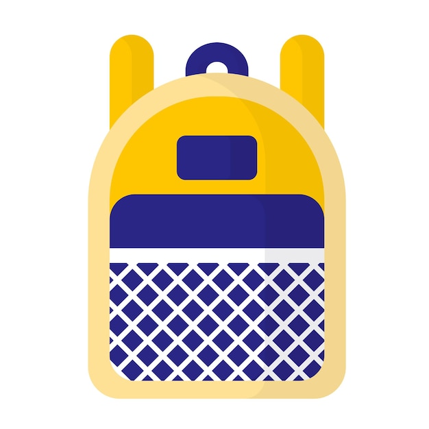 Vector de dibujos animados azul y amarillo bolso de escuela o mochila