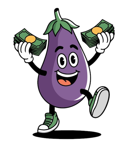 Vector de dibujos animados de berenjena
