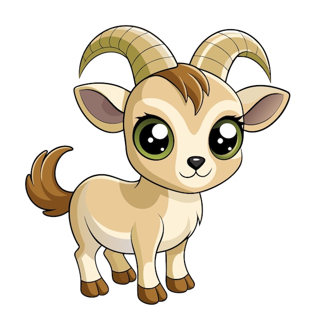 Vector de dibujos animados bonito bebé ibex en fondo blanco